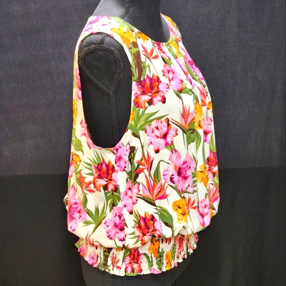 INC International Concepts White Floral Sleeveless Blouse - Picture 6 of 9